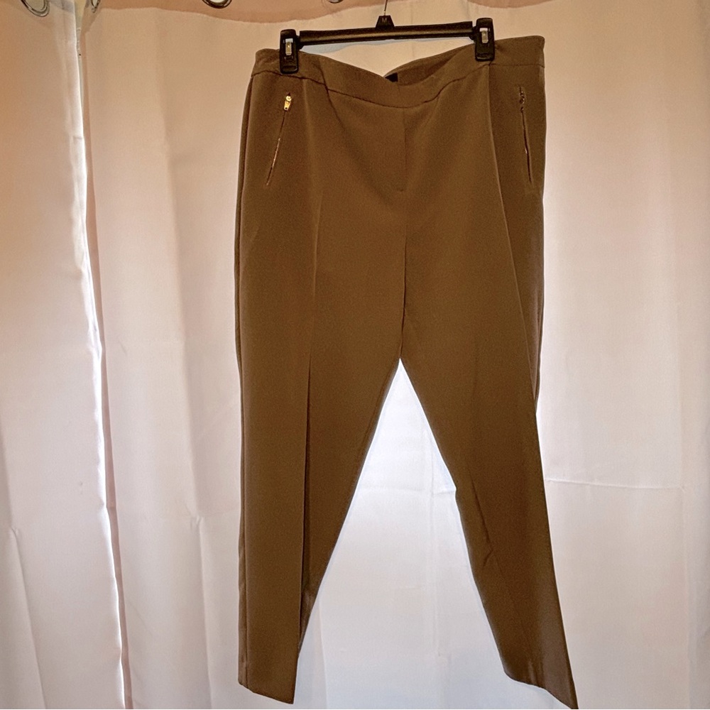 Brown Dress Pants with Elastic Waistband and Soft Fabric